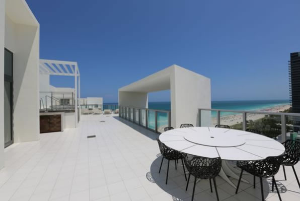 Terrace with ocean view at the W South Beach penthouse